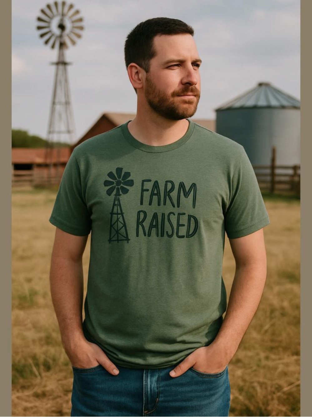 Farm Raised Graphic Tee - Olive Short Sleeve Crew